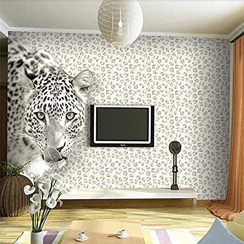 Serie animal Estampado de leopardo en blanco y negro Grandes murales de seda Estampado de alta definición Deco papel pintado pared dormitorio de estar sala de estar fondo No tejido-430cm×300cm