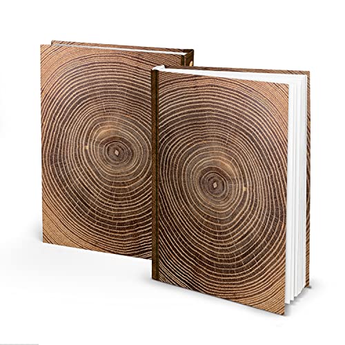 Logbuch-Verlag Cuaderno A4, 136 páginas, tapa dura, diseño de madera, libro en blanco, páginas en blanco