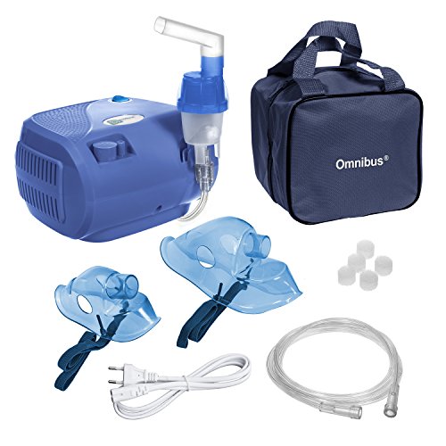 Inhalador Aerosol Terapia Nebulizador Compresor Mascarilla para Adultos y Niños (Azul)