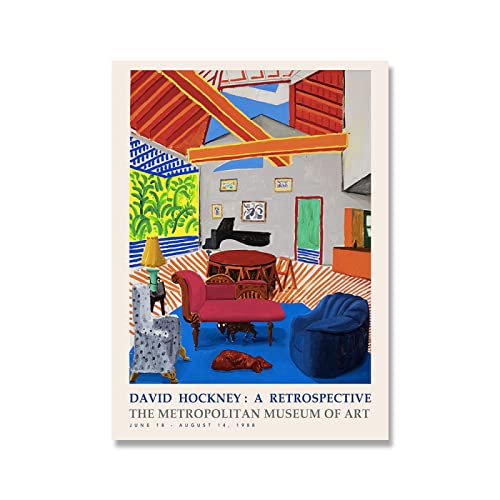 GZGBMD David Hockney Poster Vintage Canvas Wall Art David Hockney Prints Color Pintura Abstracta David Hockney Picture Home Decor 40x60cm X1 Sin Marco