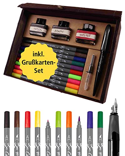 Online Schreibgeräte 81159 - Set de pluma de caligrafía, tinta y tarjetas de saludo