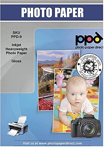 PPD Inkjet - A3 x 100 Hojas de Papel Fotográfico Brillante 260 g/m² - Calidad Profesional - Secado Instantáneo - Para Impresión de Inyección de Tinta - PPD-9-100