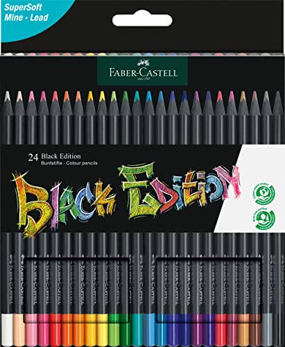 Faber-Castell 116424 - Estuche de 24 lápices de colores Black Edition