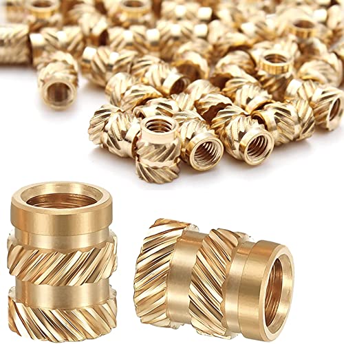 FENGYING 50 Piezas Inserto Roscado M3,Casquillos Roscados de lató,Threaded Inserts,Tuerca Moleteada Insertos Roscados, Rosca Hembra Moleteada Latón Roscado Insertar, para impresión 3D