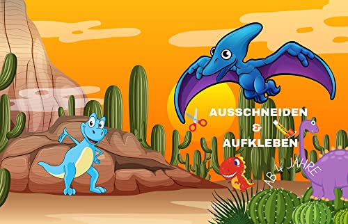 Dinos-Ausschneiden & Aufkleben im eBook Format zum Ausdrucken: Spaß für Kinder (German Edition)