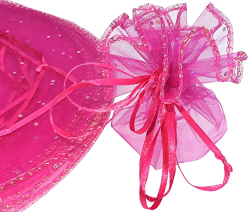 AERZETIX - C53834 - Juego de 10 bolsitas para joyas en organza redondos Ø260mm - bolsas de regalo/joyería/cosméticos - cierre con cordón - color: rosa frambuesa/transparente