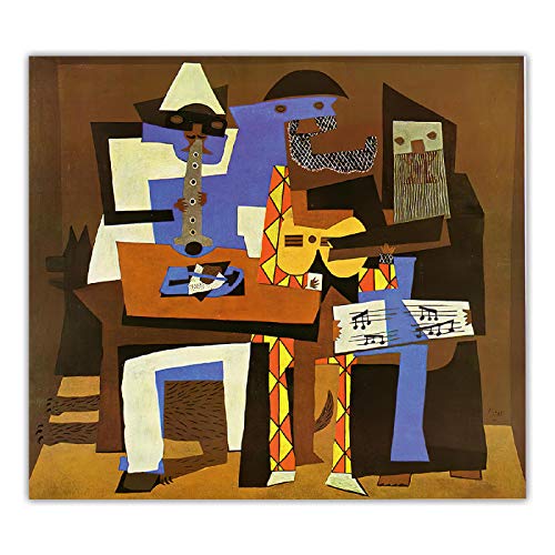 HUUDNHYK Cuadro de Picasso Tres músicos - Carteles y grabados de Picasso - Reproducciones de cuadros famosos de Picasso - Cuadro abstracto de Picasso 66x60cm (26x24in) sin marco