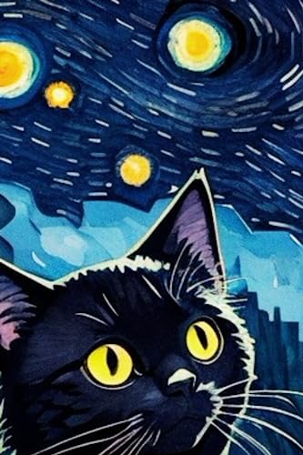 Van gogh Cat Notebook , Starry Night Cat Van Gogh Style, Van Gogh Artistic Journal: Van gogh Cat