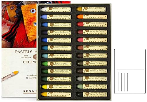 Sennelier Pastels Oil 24 Colors - Sennelier Senurie 24 aceite de conjunto de colores .MADE IN FRANCE y 1 postales EMI Craft