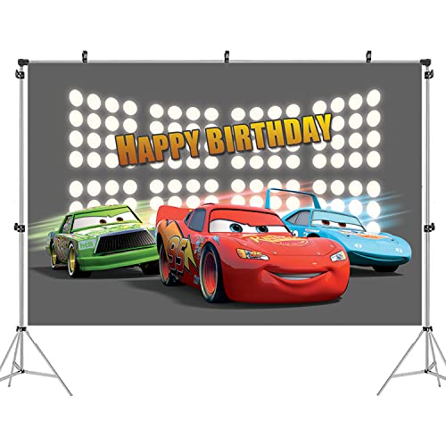 McQueen backdrop - simyron Fondo temático de carreras de autos de dibujos animados Movilización de cumpleaños Niño Niños Decoración de fiesta Banner Fondo de Dibujos Animados