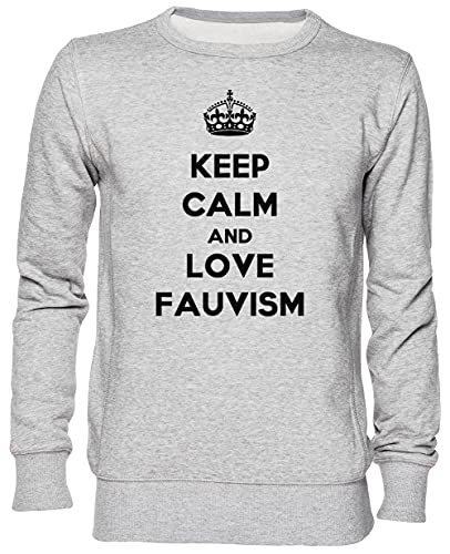 Keep Calm and Love Fauvism Gris Jersey Sudadera Unisexo Hombre Mujer Tamaño L Grey Unisex Jumper Size L