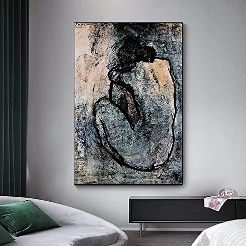 WMHHN Cuadro de Pared 60x100cm sin Marco Abstracto Mujer Espalda Lienzo Pintura Pablo Picasso Pintura al óleo Carteles e Impresiones Famosos