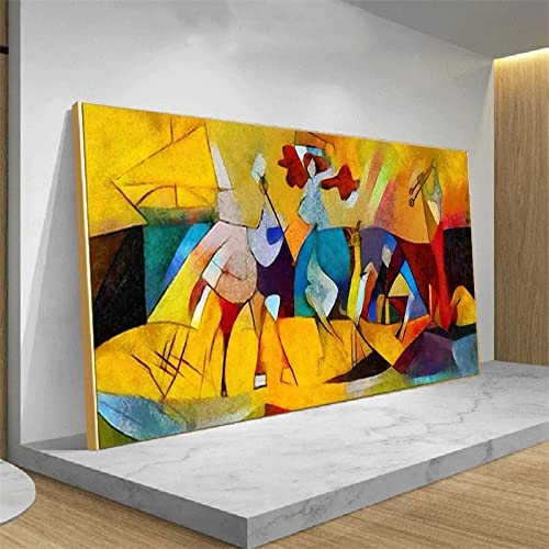 Picasso Famosa Pintura-Por Picasso HD Impresión Abstracta Oro Enmarcado Arte   Lienzo Pintura al óleo Cuadros grandes Arte de la pared34x63in/85x160cm