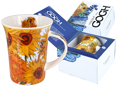 Carmani - Taza de porcelana decorado con 'Girasoles' de Vincent Van Gogh 350ml