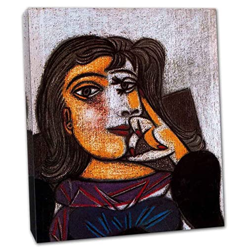 Pablo Picasso《Retrato》Impresiones en Lona, Arte de Pared Para Decoración de Salón Para Recámara Cuadro Canvas Arte Pintura Fácil de Colgar(60x72cm-(23.6x28.3in),Enmarcado)