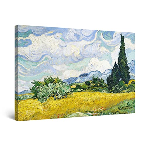 Startonight Cuadro Moderno en Lienzo - Reproducción de Campo de Grano Van Gogh - Pintura Abstracta Para Salon Decoración Grande 80 x 120 cm