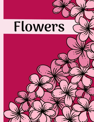 Flowers: Caderno amigável para disléxicos (Dyslexic Friendly), 8,5x11'' (21,59 x 27,94 cm), 80 páginas pautadas coloridas (rosa claro)