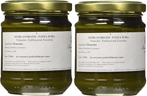 Brontedolci - 100% pura Pasta de Pistachos Verde crudos del Etna - 2 x 190g