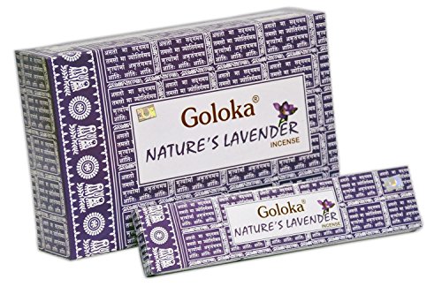 GOLOKA Nature's Lavender Incense Incienso de Lavanda (Pack de 12cajas x 15gms)