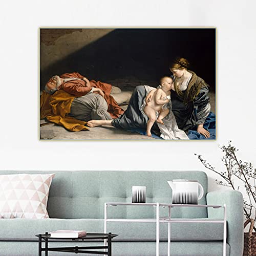 SDVIB Artemisia Gentileschi Descanso en el vuelo a Egipto Lienzo Pintura al óleo Imagen Póster Decoración para el hogar Impresiones en lienzo 70x120cm Sin marco