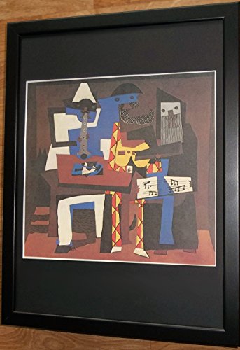 Impresión abstracta montada y enmarcada, 30,4 x 40,6 cm, enmarcado, tres músicos por Picasso