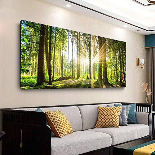 Sunshine and Green Tree.Panoramic Canvas Art Print Picture.Canvas Print Wall Art Picture Home Decor.For Home Decor-60x150cm Sin Marco