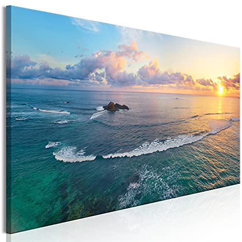 murando - Cuadro de cristal acrílico Paisaje 135x45 cm Impresión de 1 Pieza Pintura sobre Vidrio Imagen Gráfica Decoracion de Pared Mar Puesta de sol Rocas c-B-0525-k-a