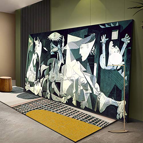 Jianghu Art Reproducciones de Guernica Póster de arte en lienzo - Picasso Famoso cuadro al óleo Modernismo abstracto Cuadro de pared Decoración del hogar 80x160cm (32x63in) Con marco