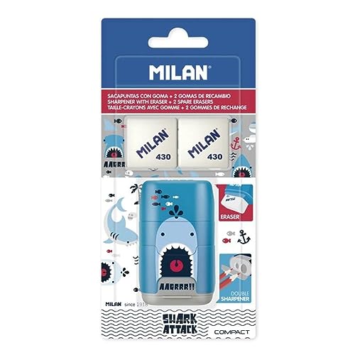 MILAN Blíster afilaborra COMPACT Shark attack + 2 gomas de recambio (BYM10435)