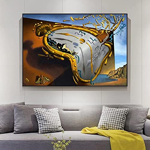 Arte de pared carteles e impresiones La persistencia de la memoria pinturas en lienzo por Salvador Dali famosos cuadros de pared para decoración del hogar marco interior de 70 x 105 cm