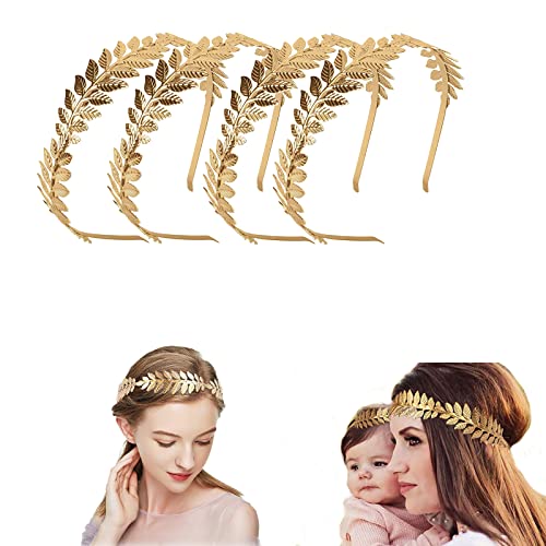 4 diademas de oro Pezzi para novia, diosa romana, diadema de laurel, corona de oro para el pelo, para bodas, fiestas, bailes de graduación, mostrar 4 unidades