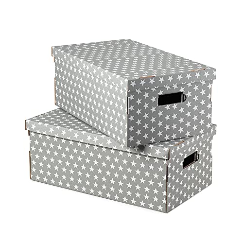 Compactor Bleu Cajas de Almacenamiento de cartón, Corrugated Cardboard, Gris Estrellas
