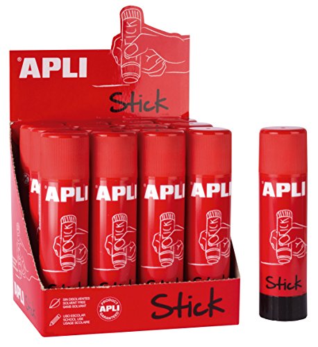 APLI 18965 - Pack 12 barras adhesivas de 21 g - Pegamento en stick de uso escolar