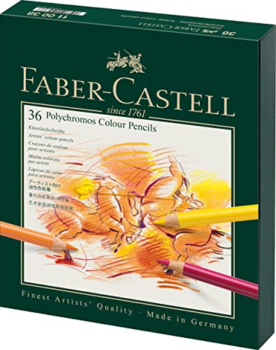 Faber-Castell 110038 - Estuche estudio con 36 lápices de colores polychromos, multicolor