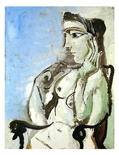 Mujer sentada en el sillón de Picasso Pintura Modernista Cubista Cuadros Decoracion Salon, Lienzos Cuadros Decoracion Dormitorios Hogar Decoración de Pared Cuadro y láminas(30x39cm 12