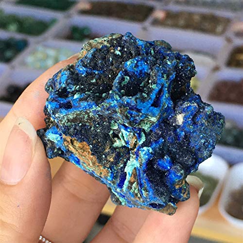 ABCBCA Natural Malachite Azurite Mineral Mineral Piedra Gemstone Reiki Crystal Malachite Geode Stone Making Dye Dye (Size : 60 80g)