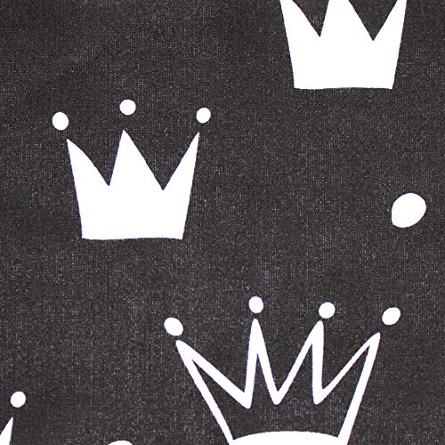 MAMANDU Tela de algodón por metro, para costura, patchwork, tela de costura, algodón Öko-Tex, (Black/White Crown), 50 x 160 cm