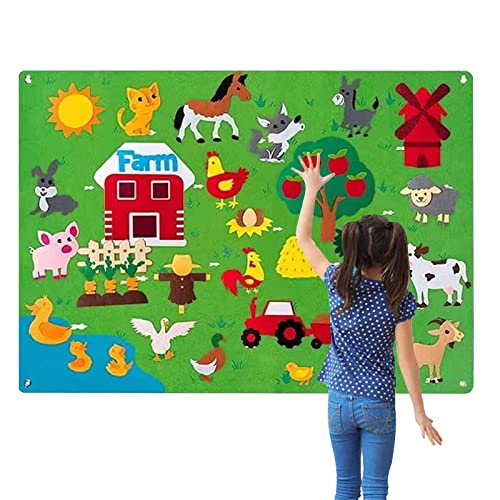 Yajimsa Fieltro Storyboard para niños, tabla de fieltro para niños, animales de granja, tabla de fieltro educativa Montessori, juego de historias, juego de juegos educativos interactivos