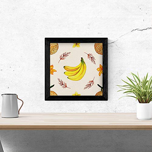 Nacnic Poster Cuadrado de Platano bailarin. Lámina de Frutas y Verduras de Forma Cuadrada, ilustrada con Dibujos a Color. Tamaño 20x20 con Marco