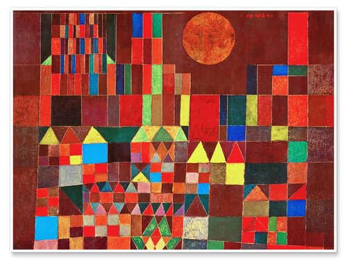 Castillo y Sol pósters para la Pared de Paul Klee Cuadros decoración para Cualquier habitación 18 x 13 cm Rojo Cubismo Láminas Decorativas