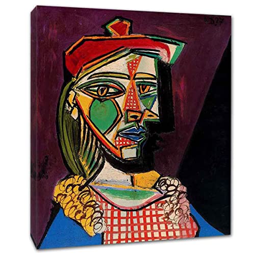TANEGE Pablo Picasso Cuadro Decorativo Canvas Lienzo Impresión |Obras de Arte Para Paredes Del Hogar Montado En Bastidor De《Woman in Beret》