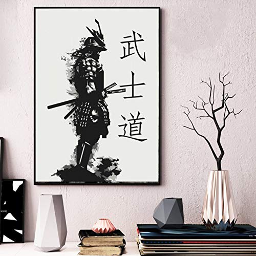 JWJQTLD Impresión En Lienzo Cartel Y Grabados Samurai Blindado Japón Anime Pinturas De Arte Arte Moda Lienzo Cuadros De Pared para Sala De Estar Decoración del Hogar