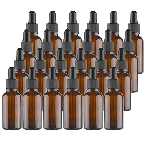 Lawei - Botellas de vidrio ámbar con pipetas cuentagotas para aceites esenciales, perfumes, aromaterapia, química de laboratorio, productos químicos, 30 ml, 24 unidades