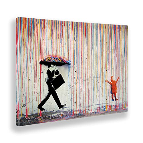 Giallobus - Pintura - Banksy - Lluvia de Colores - Tela Canvas - 100x70