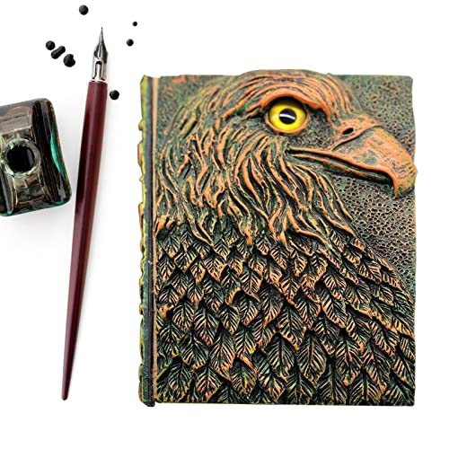 Luckxing Cuaderno Vintage Eagle Repujado - Diario de viaje del cuaderno DND | Regalos de cuaderno de escritura grande antiguo para hombres y mujeres