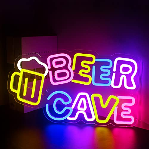 Looklight Beer Cave Señales de neón para Decor de pared bar Luces de neón USB Beer Led Señale de luz Drink Señales de neón para Hogar bar Cumpleaños Decoración de fiesta Led Decor de la pared del arte