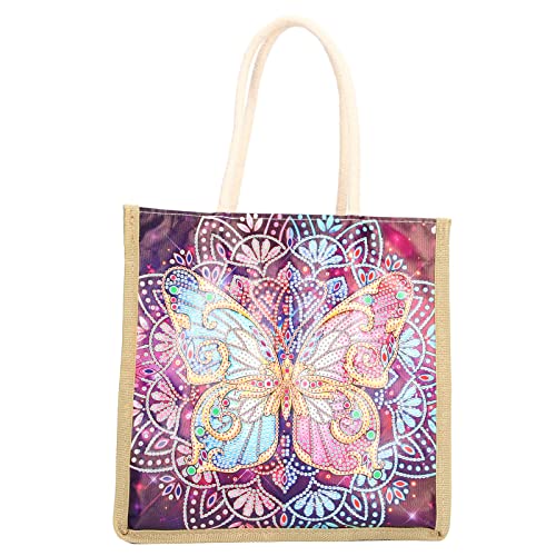 Bolsa de mano de pintura con diamantes de imitación 5D, diseño de paciencia, hermosa bolsa literaria práctica para compras