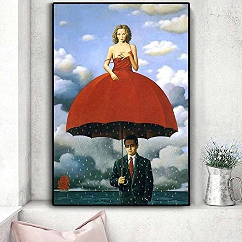 Arte de la pared Pintura en lienzo Rene Magritte Hombre y mujer Póster Surrealismo Obras de arte clásicas Impresiones Arte de pared moderno para decoración del hogar Imagen 60x80cm sin marco