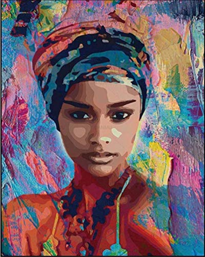 Diy Pintura Al óleo Por Kits De Números, Lienzo Pintura Al óleo Retrato de mujer africana color para adultos y dibujo con pinceles Regalos pintados a mano sin marco