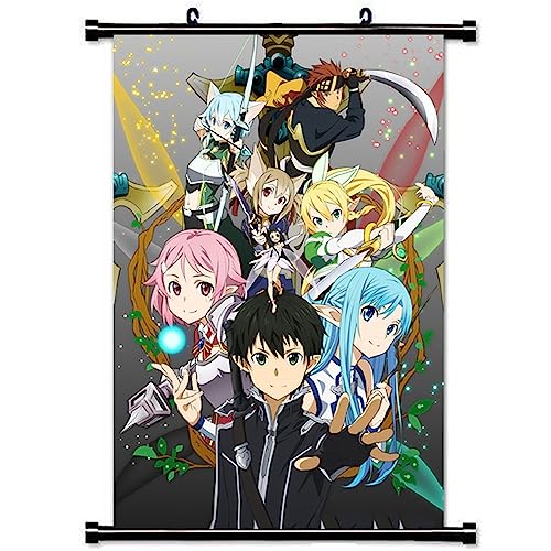 Sword Art Online Anime Scrolls Poster, Kirigaya Yuuki Pinturas Tela Póster pintura de desplazamiento para decoración de pared pósters de anime 40 * 60/60 * 90 cm,9-40 * 60cm